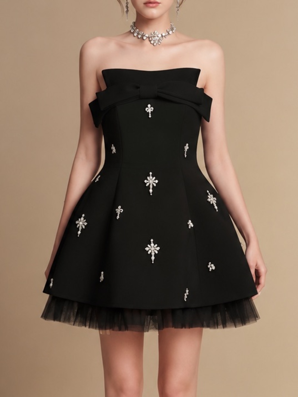 ChouChou75 Embellished Mini Dress in Black Size Small